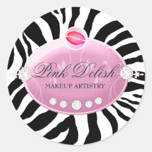 311 Roze fijne Zebra roze likkerkus Ronde Sticker