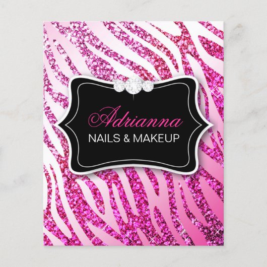 311 Roze Glitter Zebra Flyer (Voorkant)