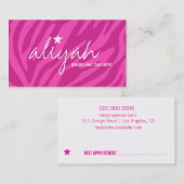 311 Roze Star Zebra Stripes Appointment Card Afsprakenkaartje (Voorkant / Achterkant)