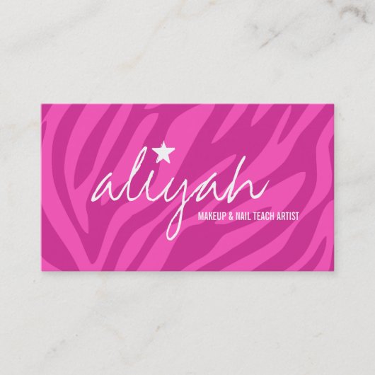 311 Roze Star Zebra Stripes Appointment Card Afsprakenkaartje (Voorkant)