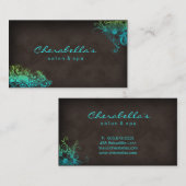 311 Salon de beauté Floral carte de visite Blue Gr (Devant / Derrière)