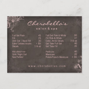 311 Salon Spa Floral Briefkaart Brochure Roze