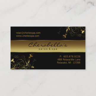 311 spa - carte de visite élégant d'or de fleur de