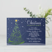 311 Sterrennacht kerstuitnodiging | Blauw Kaart (Staand voorkant)