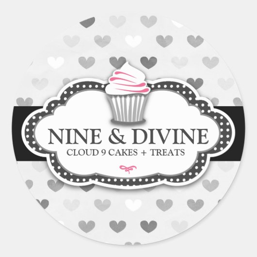 311 Sticker Divine Grey Hearts Cupcake (Devant)