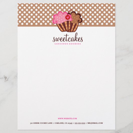 311-Sweet Cakes Cupcake Letterhead Briefhoofd Ontwerp (Voorkant)