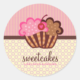 311 Sweet Cakes Cupcake Stippen n Strepen Ronde Sticker