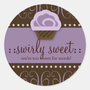 311 Swirly Sweet Paarse Chocolade Ronde Sticker