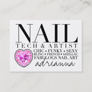 311 Tres Chic Nail Tech Diamond Heart Visitekaartje