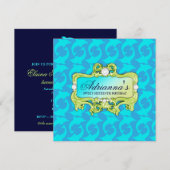 311 Tropisch Glam Crazy Aqua Dolphin Invite Kaart (Voorkant / Achterkant)