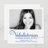 311 Valedictorian Electric Blue Afstuderen Aankondiging (Voorkant / Achterkant)