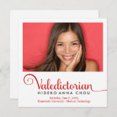 311 Valedictorian en Red Graduation Faire-part (Devant / Derrière)