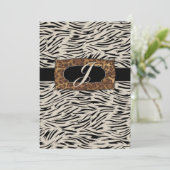 311-Verfijnd Oerwoud Zebra Monogram Kaart (Staand voorkant)