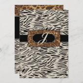 311-Verfijnd Oerwoud Zebra Monogram Kaart (Voorkant / Achterkant)