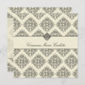 311-Vivianna Cream & Black Damask Invitation (Devant / Derrière)