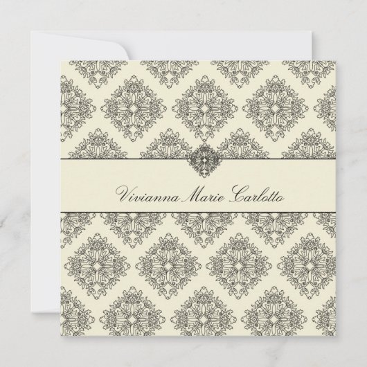 311-Vivianna Cream & Black Damask Invitation (Devant)