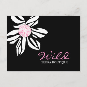 311-Wilde Zebra Zwart-roze diamant Briefkaart