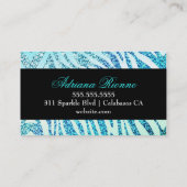 311 Zebra Glitter Aqua Visitekaartje (Achterkant)