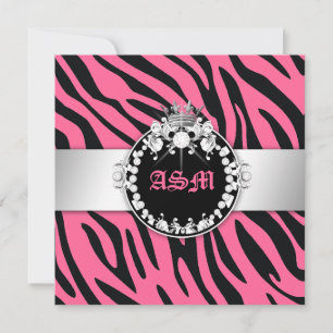 311-Zebra-Tique Diamonds n' Kisses Sweet 16 Roze 2 Kaart