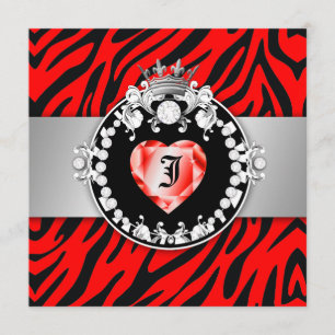 311 Zebra Tique Kiss Queen of Hearts Sweet16 Kaart