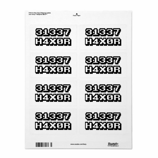 31337 H4X0R ETIKET (Full Sheet)