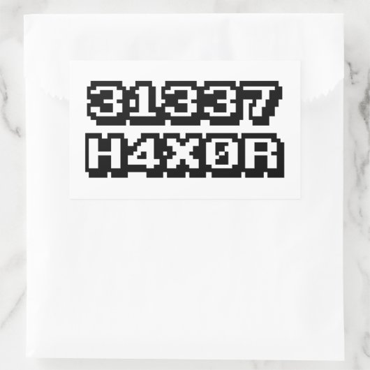 31337 H4X0R RECHTHOEKIGE STICKER (Tas)