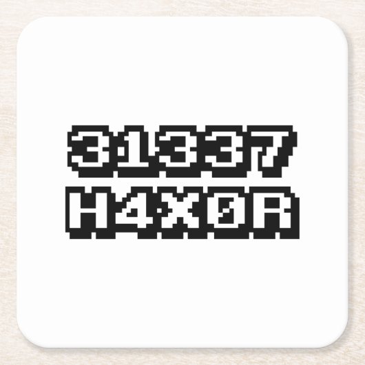 31337 H4X0R VIERKANTE KARTONNEN ONDERZETTER (Voorkant)