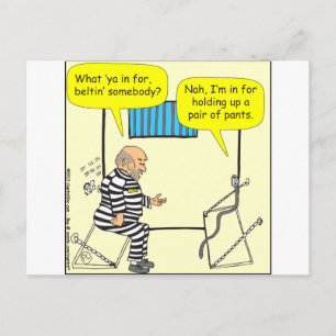316 Belt in de gevangenis cartoon Briefkaart
