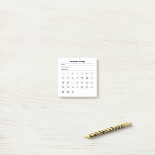 31-daagse challenge maandelijkse notities post-it® notes (Op bureau)