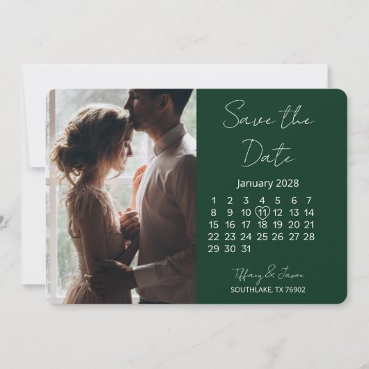 31 Dagen Kalender Bewaar de datum Forest Green Save The Date (Voorkant)