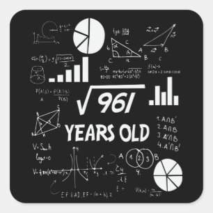 31 jaar oude Bday Wiskunde Teacher 31ste verjaarda Vierkante Sticker