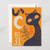 31 oktober Halloween Cat Briefkaart (Voorkant / Achterkant)