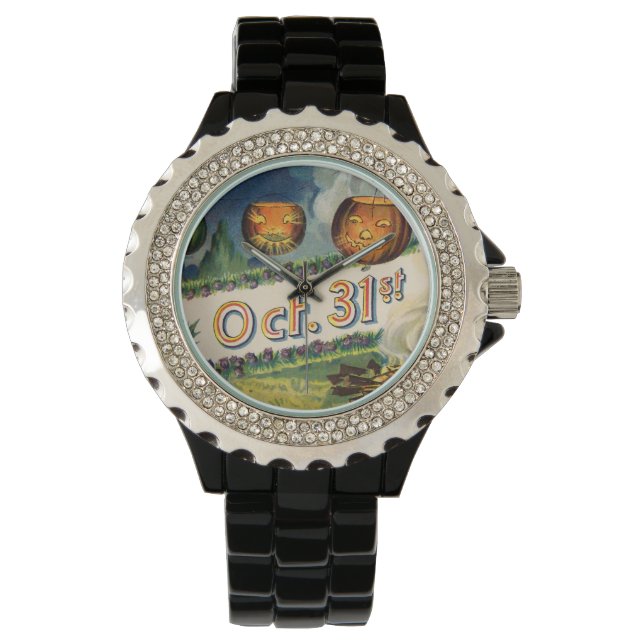 31 oktober Jack O Lantern  Halloween Horloge (Voorkant)