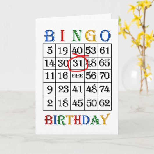 31e Anniversaire Carte Bingo (Fleur jaune)