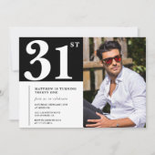 31e anniversaire en noir et blanc Invitations (Devant)