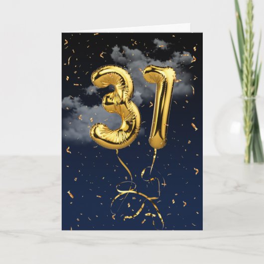 31e Anniversaire Gold Mylar Balloon et carte Confe (Devant)