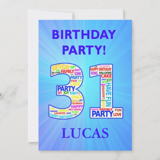 31e anniversaire Invitation de fête Ajouter un nom (Devant)