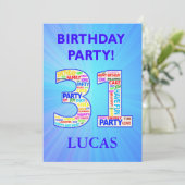 31e anniversaire Invitation de fête Ajouter un nom (Debout devant)