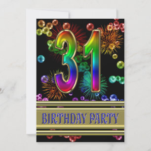 31e fête d'anniversaire Invitation avec bulles