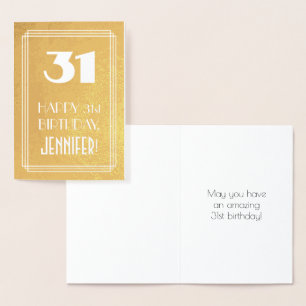 31e verjaardag ~ Art Deco-stijl "31" & aangepaste Folie Kaarten