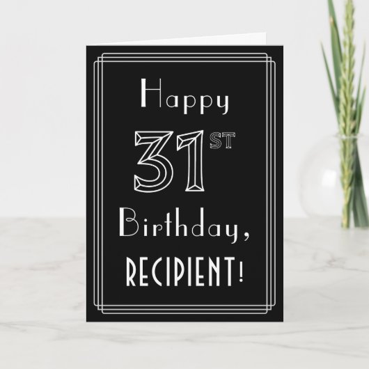 31e verjaardag: Art Deco Style # 31 & Custom Name Kaart (Voorkant)