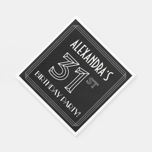 31e verjaardag: Art Deco Style + aangepaste naam Servet (Hoek)