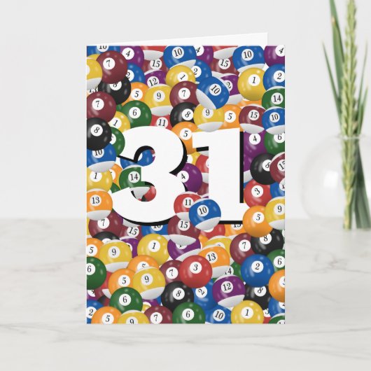 31e verjaardag biljartballen kaart (Voorkant)