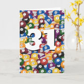31e verjaardag biljartballen kaart (Gele Bloem)