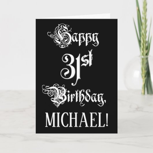 31e verjaardag: Fancy, elegant script + aangepaste Kaart (Voorkant)