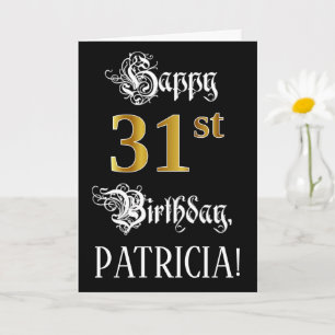 31e verjaardag — Fancy script; Faux Gold Kijk; naa Kaart