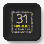 31e verjaardag: Floral Flowers Number, Custom Name Papieren Bordje (Voorkant)