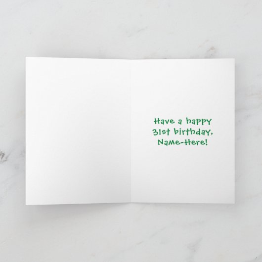 31e verjaardag: Fun Cake and Candles + Custom Name Kaart (Binnen)