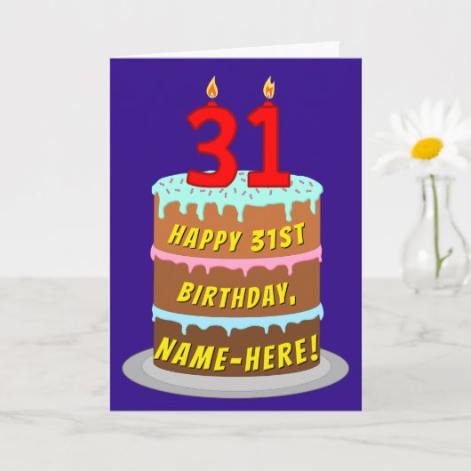 31e verjaardag: Fun Cake and Candles + Custom Name Kaart (Kleine Plant)