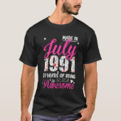 31e verjaardag Geweldige sinds juli 1991 Floral T-shirt (Voorkant)